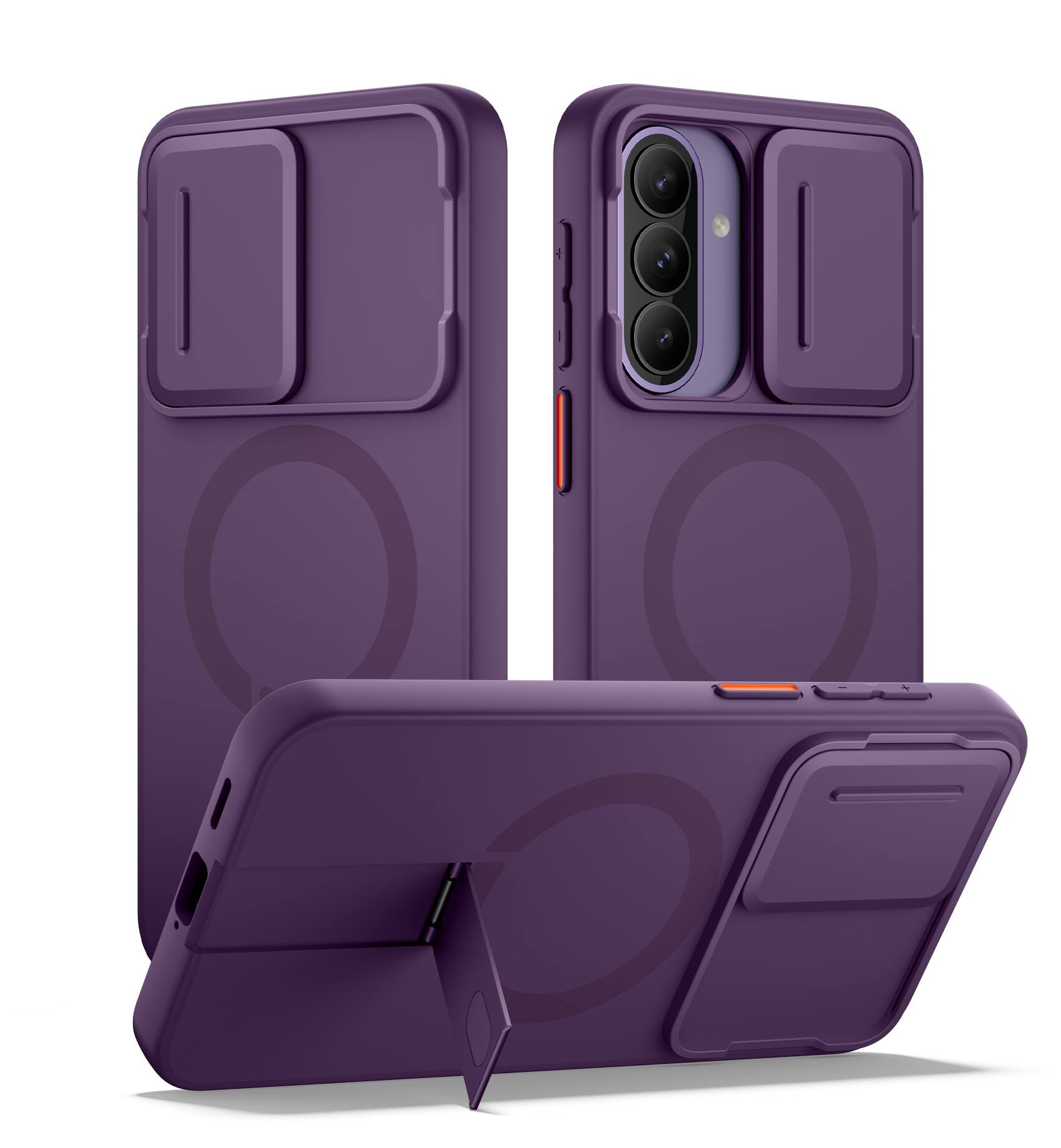 SURITCH - Phone Case for Samsung Galaxy A57 5G, Compatible with MagSafe, Shockproof Bumper Cover with Camera Cover & Kickstand - Dark Purple price history on PriceWatchPro