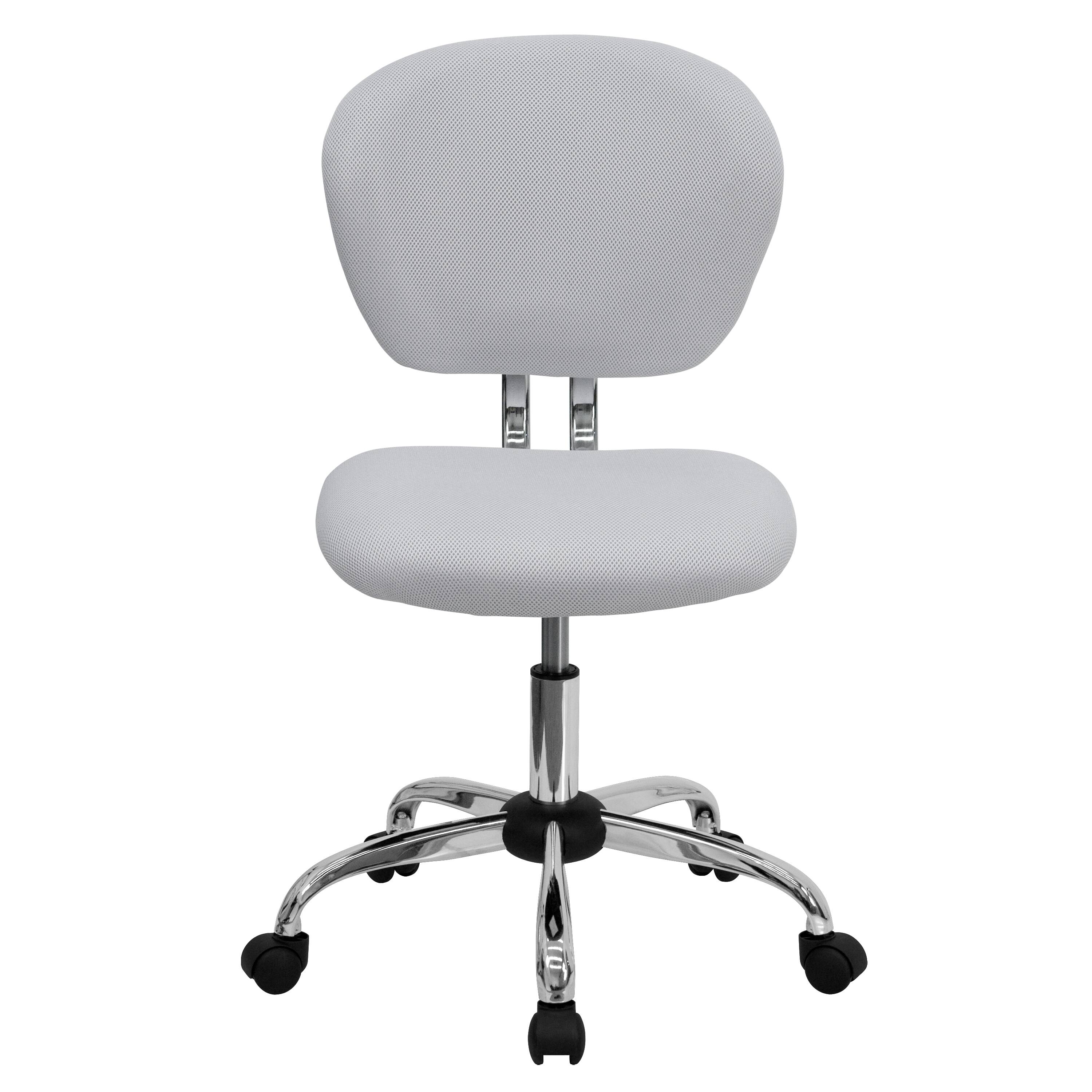 Alt View 7. Emma + Oliver - Mid-Back Mesh Padded Swivel Task Office Chair with Chrome Base - White.