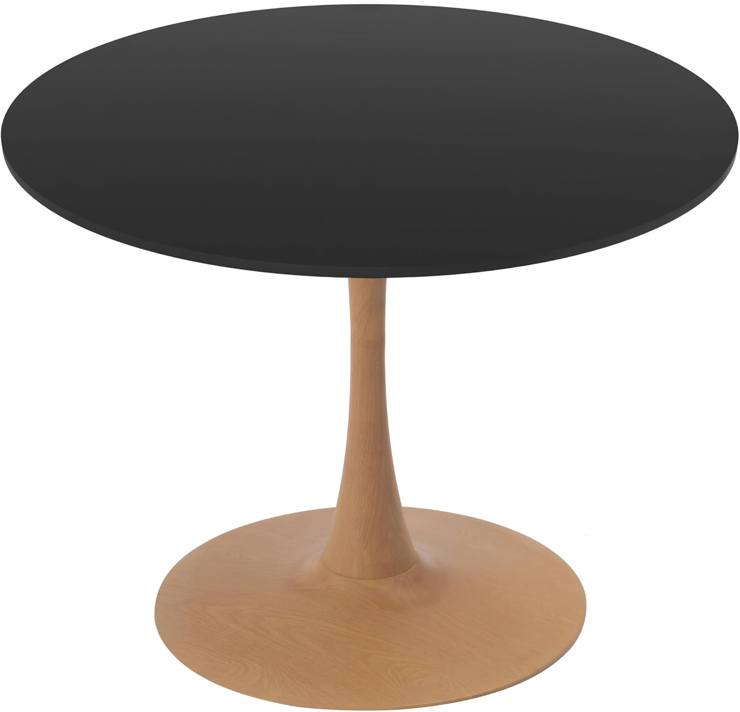 Alt View 2. LeisureMod - Bristol 24 in. Round Dining Table – MDF Top with Natural Wood Steel Pedestal Base, Modern Accent Kitchen Table - Black.
