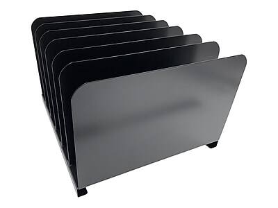 Huron - 6-Compartment Steel File Organizer - Black