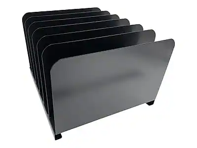 Front. Huron - Huron 6-Compartment Steel File Organizer, Black (HASZ0144) - Black.