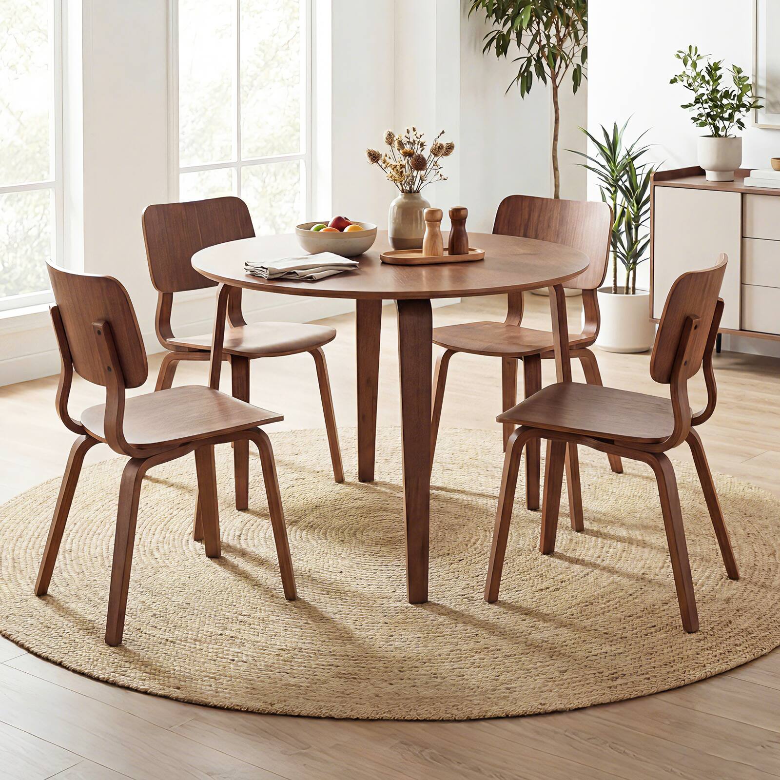Alt View 5. Gymax - Gymax 37.5'' Round Kitchen Table  Circle Dining Room Table w/ Rubber Wood Legs Walnut - Brown.