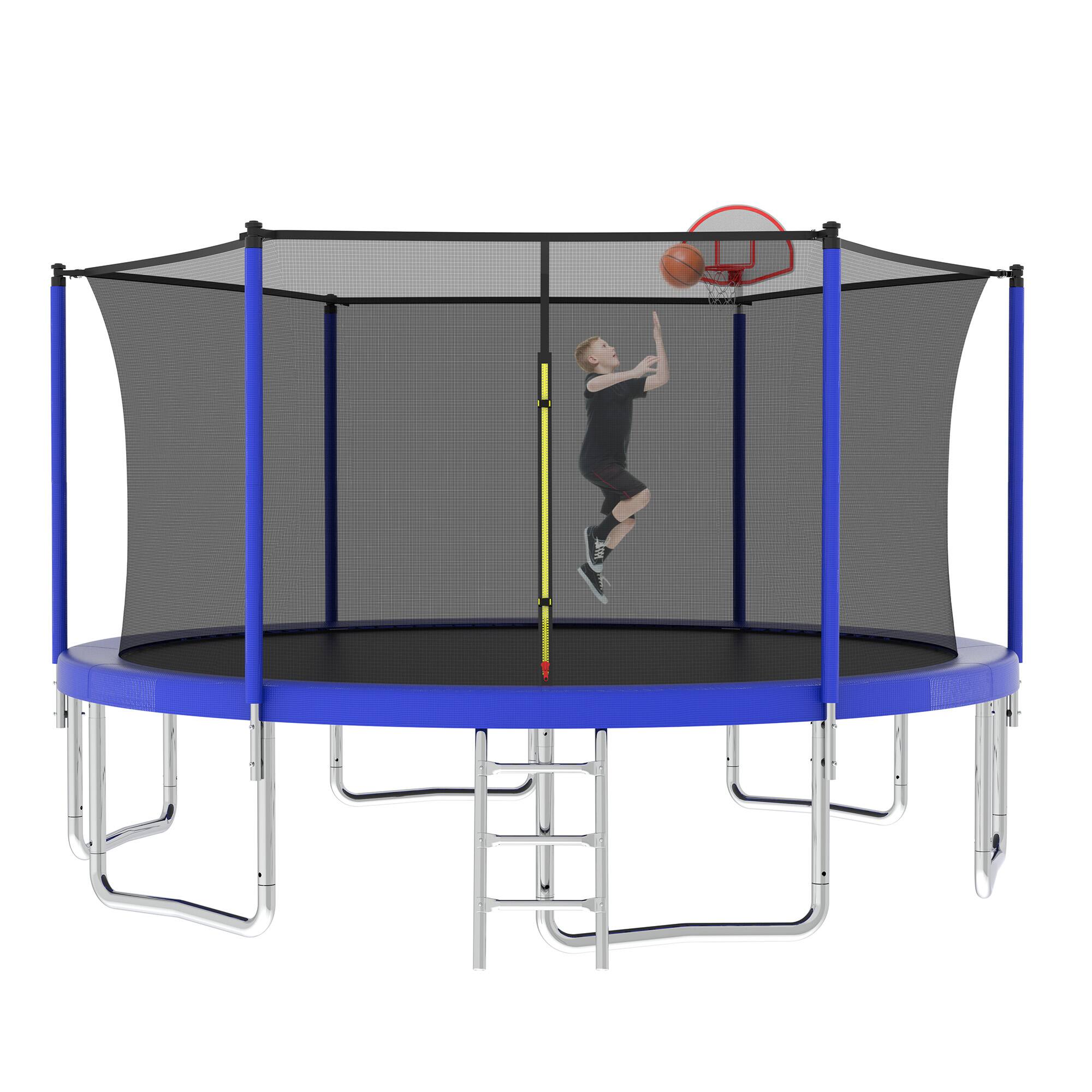 Alt View 3. Aukfa - 14FT Trampoline with Basketball Hoop - Safety Enclosure for Kids & Adults, Backyard Outdoor Recreation.