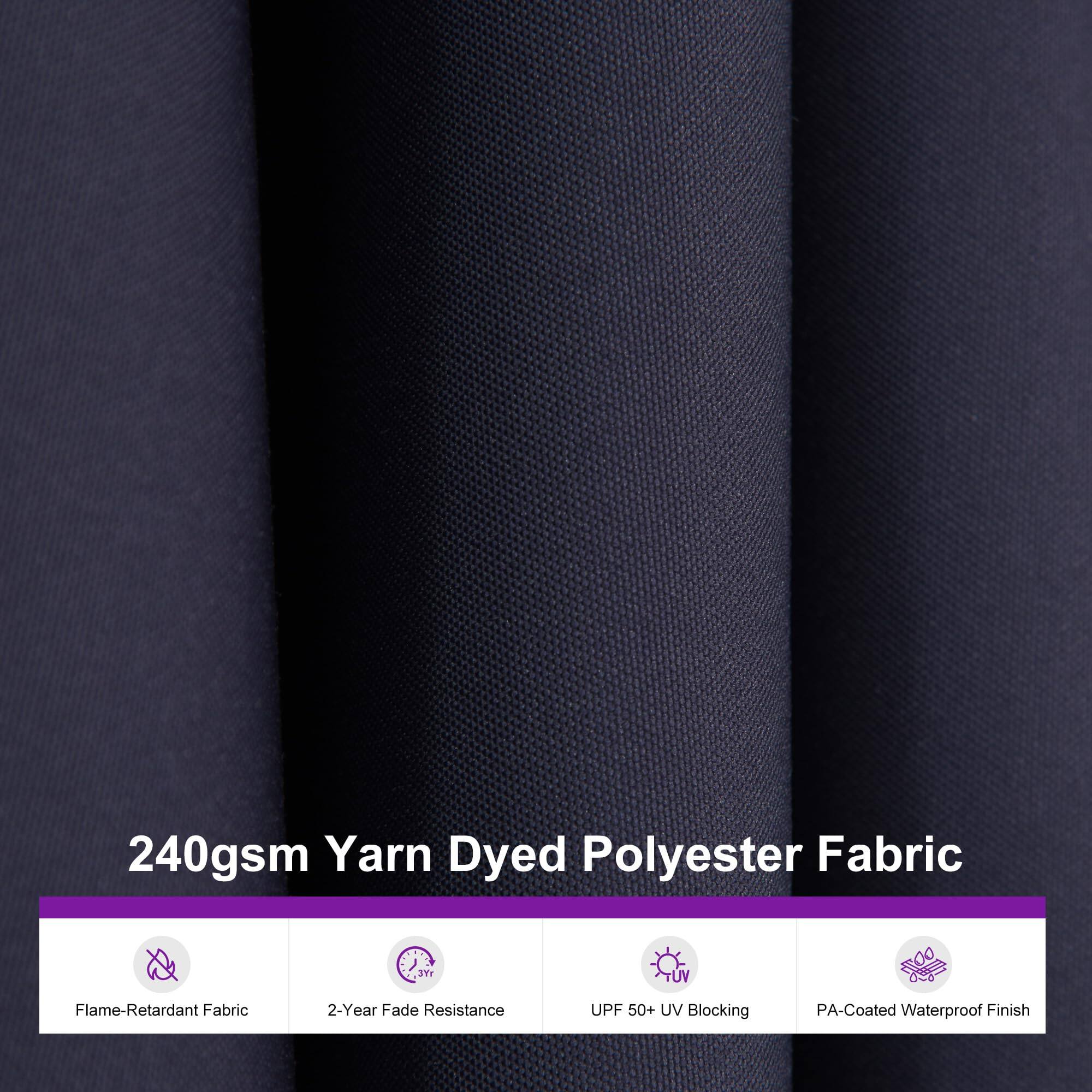 240gsm Yarn Dyed Polyester Fabric

- Flame-Retardant Fabric
- 2-Year Fade Resistance
- UPF 50+ UV Blocking
- PA-Coated Waterproof Finish