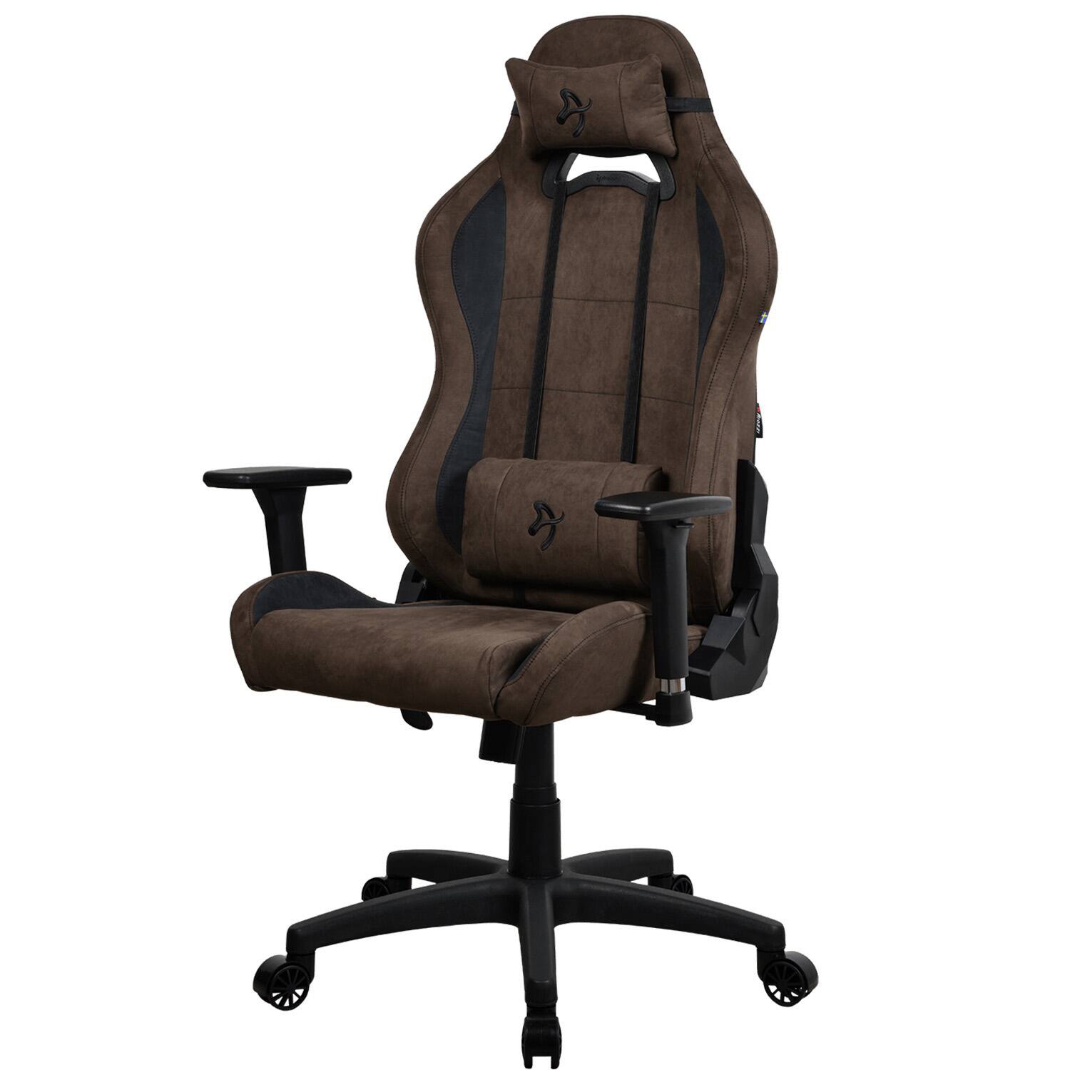 Left. Arozzi - Torretta Supersoft Upholstery Fabric Gaming Chair - Brown.