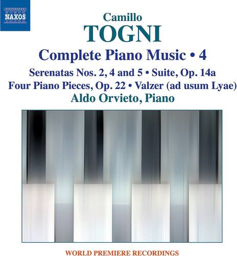 Camillo TOGNI  
Complete Piano Music • 4  
Serenatas Nos. 2, 4 and 5 Suite, Op. 14a  
Four Piano Pieces, Op. 22 • Valzer (ad usum Lyae)  
Aldo Orvierto, Piano  

WORLD PREMIERE RECORDINGS