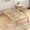 Front. Costway - Twin Size Wooden Platform Bed Frame 14" with Rubber Wood Legs Under-bed Storage - Natural.