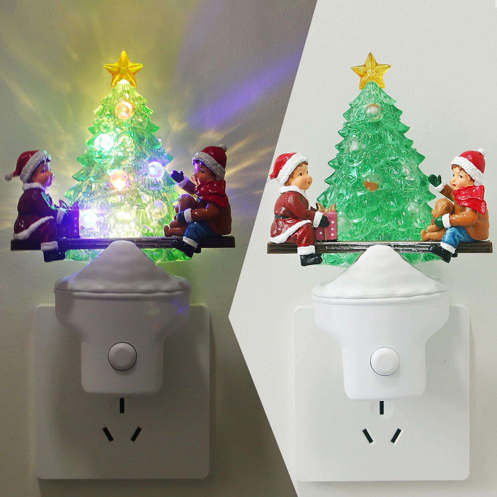 MAGICAL RUBS - Christmas Snowman Night Light Plug Into Wall Water Swirling Glitter Usb Portable Decorative Decoration For Adults Bed - Children Seesaw