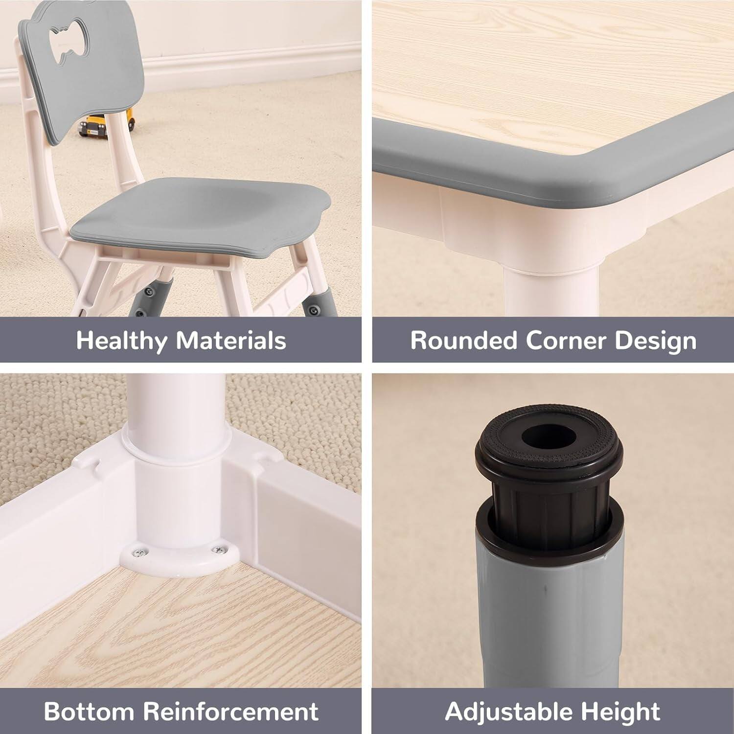 Healthy Materials  
Rounded Corner Design  
Bottom Reinforcement  
Adjustable Height