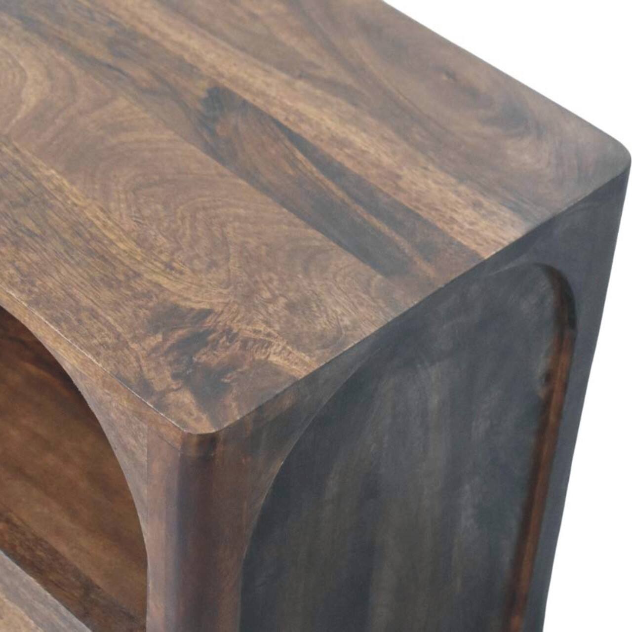 Alt View 1. Artisan Furniture - Artisan Furniture Solid Wood Arc-Line Bedside Table, 1 Drawer, Brown - Brown.