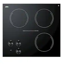 SUMMIT - 22" Wide 230V 3-Burner Radiant Cooktop - Black