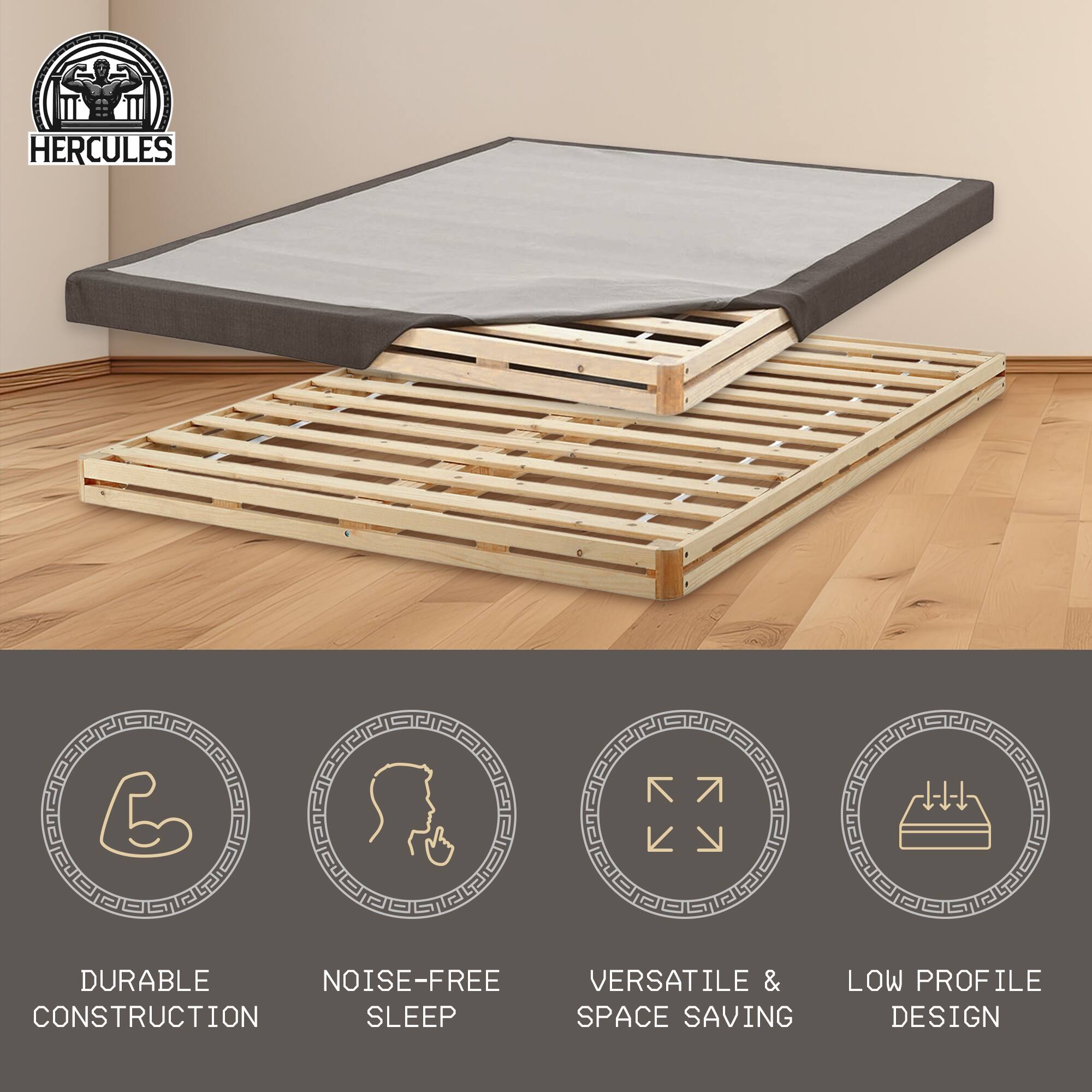 HERCULES

- DURABLE CONSTRUCTION
- NOISE-FREE SLEEP
- VERSATILE & SPACE SAVING
- LOW PROFILE DESIGN