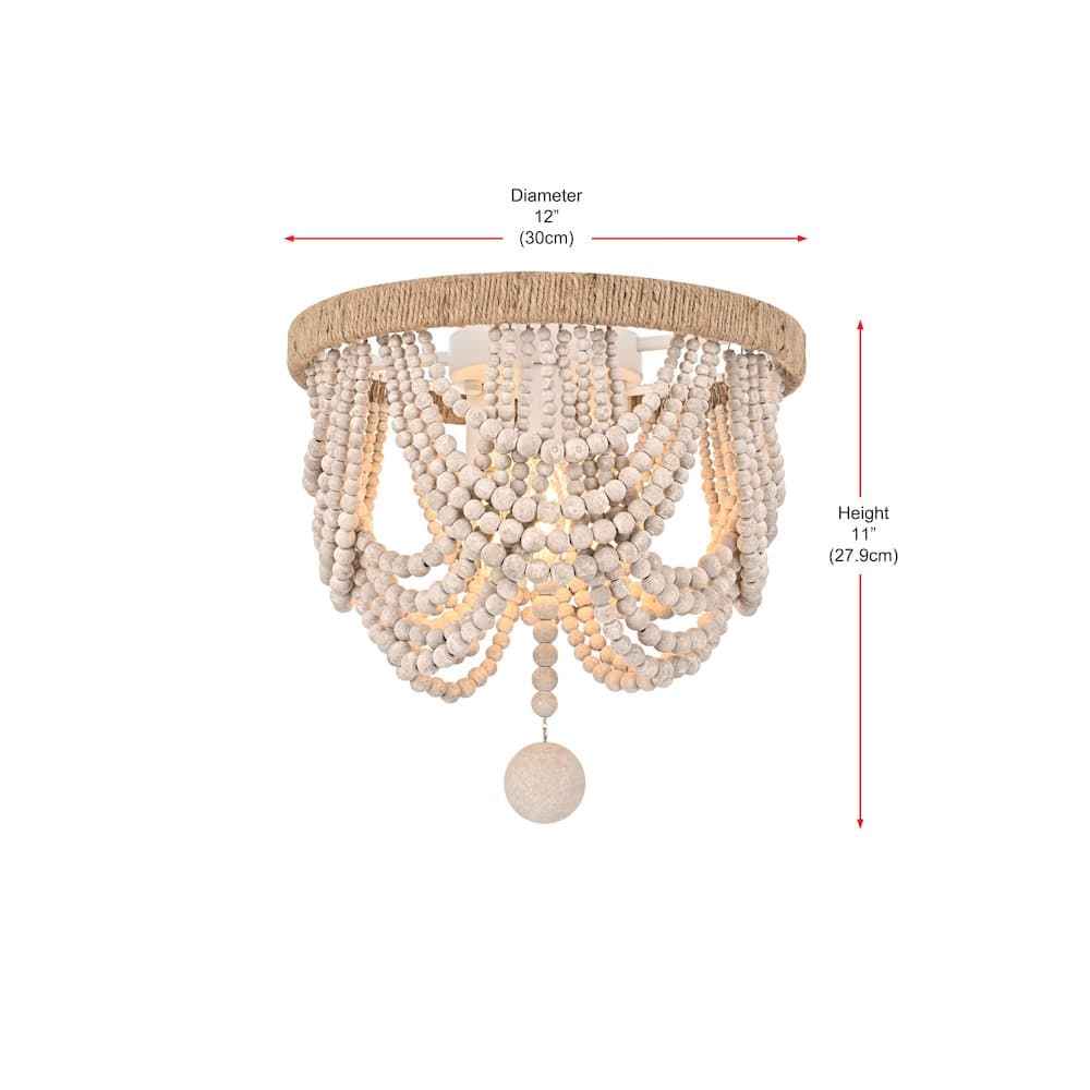 Living District - Jolie 12 Inch Beaded Flush Mount In - Antique White price history on PriceWatchPro