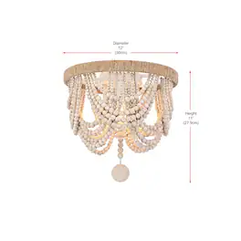 Living District - Jolie 12 Inch Beaded Flush Mount Ceiling Light In - Antique White