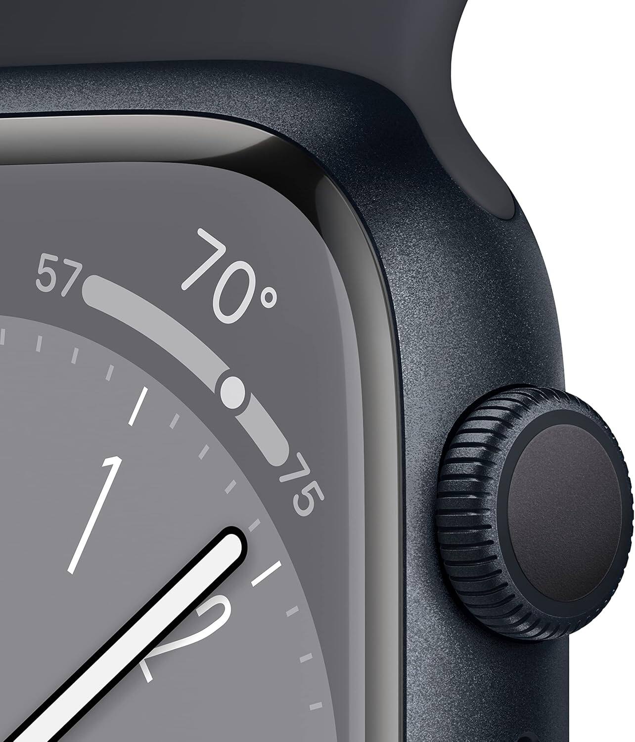 Left. Apple - Refurbished Watch Series 8 Aluminum 41mm A2770 (GPS Only, No Cellular) - Midnight.