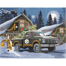 Sporticulture - Pittsburgh Steelers Winter Truck Diamond Art Holiday Craft Kit - Multicolor