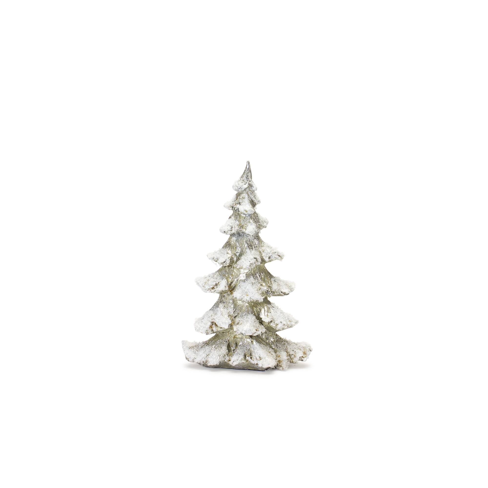Alt View 1. BreeBe - Frosted Pine Tree Decor with Silver Finish (Set of 4) - Silver.