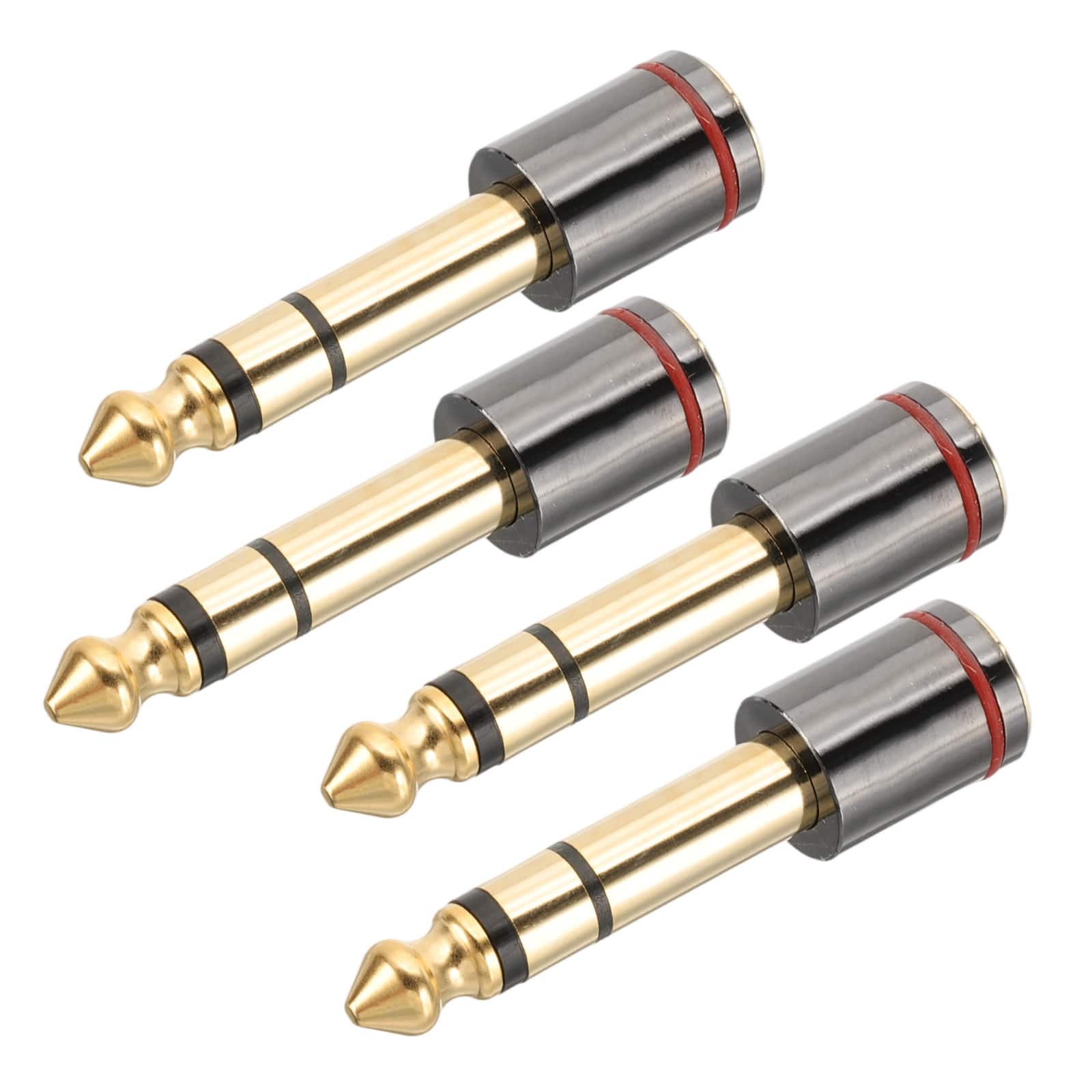 Unique Bargains - 4pcs 3.5mm to 6.35mm Male to Female Stereo Audio Adapter Connector Jack - Black Gold