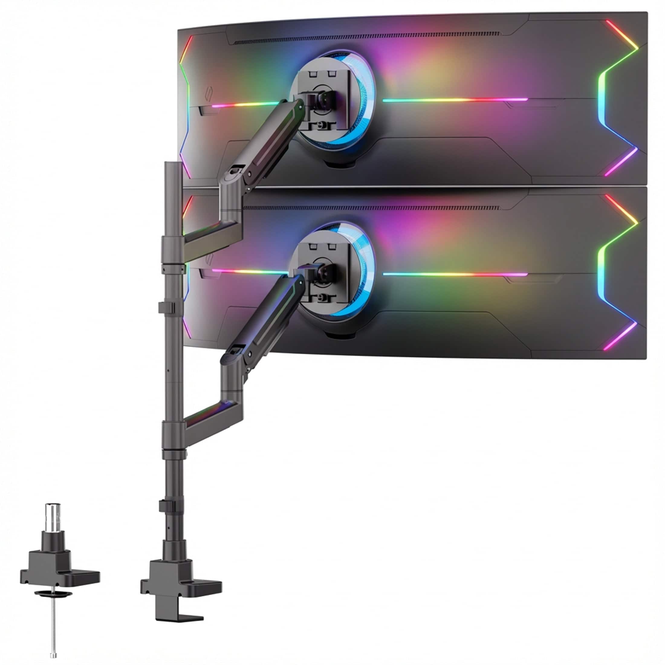 Mount-It! - Heavy-Duty Dual Stacking Monitor Mount for 24-49 Inch Ultrawide Screens, 44 lb Capacity - Black