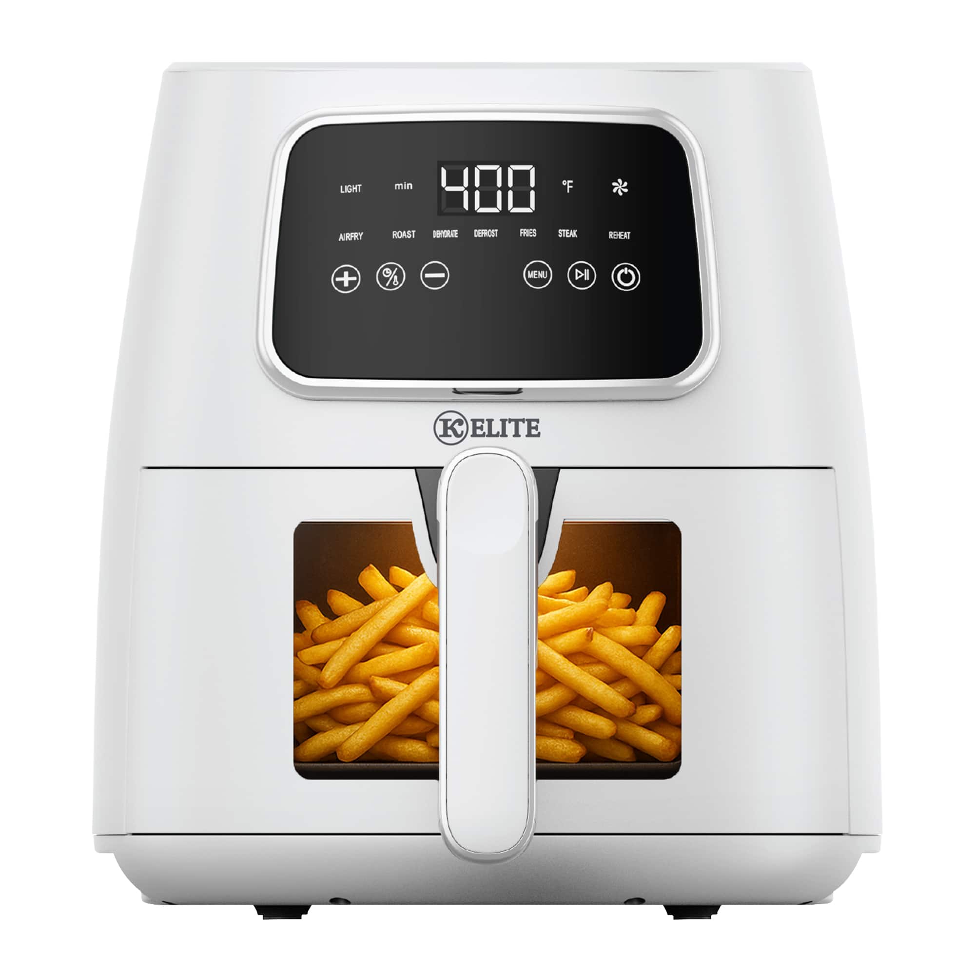 Kitchen Elite - 5.5 Qt. Digital Air Fryer, Countertop Cooker w/ LED Screen - White