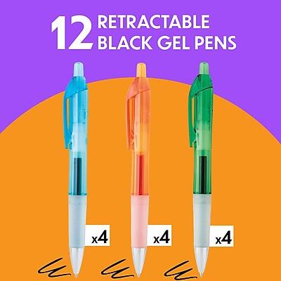 12 RETRACTABLE BLACK GEL PENS  
x4 x4 x4