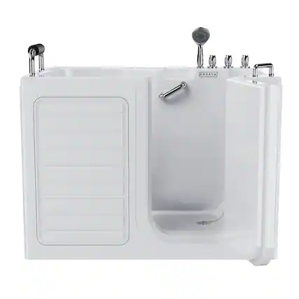Front. Empava - 54 in. x 30 in. Right Drain Deep Soaking Walk-in Bathtub - Outward Opening Door - Low Threshold for Senior Care in White - White.