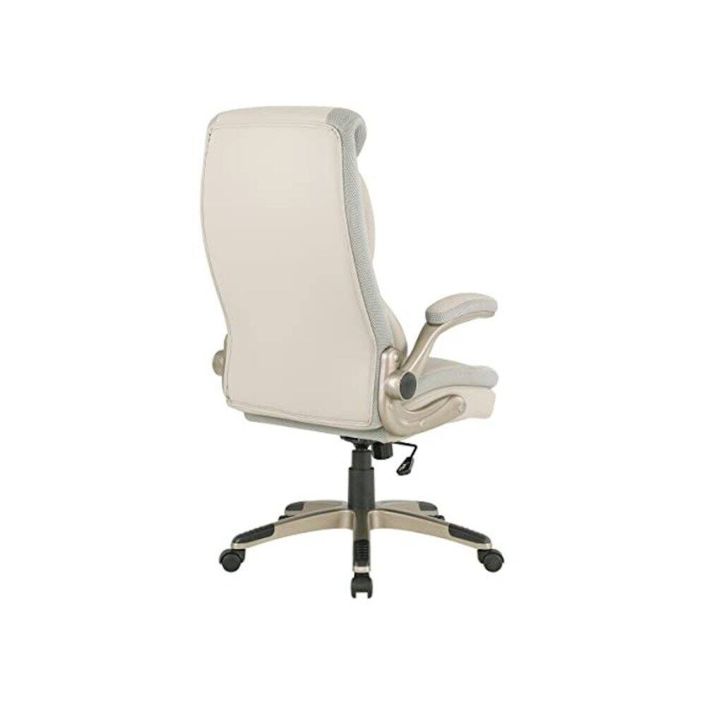 Alt View 2. FurniFact - Taupe Bonded Leather Executive Chair With Cocoa Coated Base and Wheels - Taupe / Cocoa.