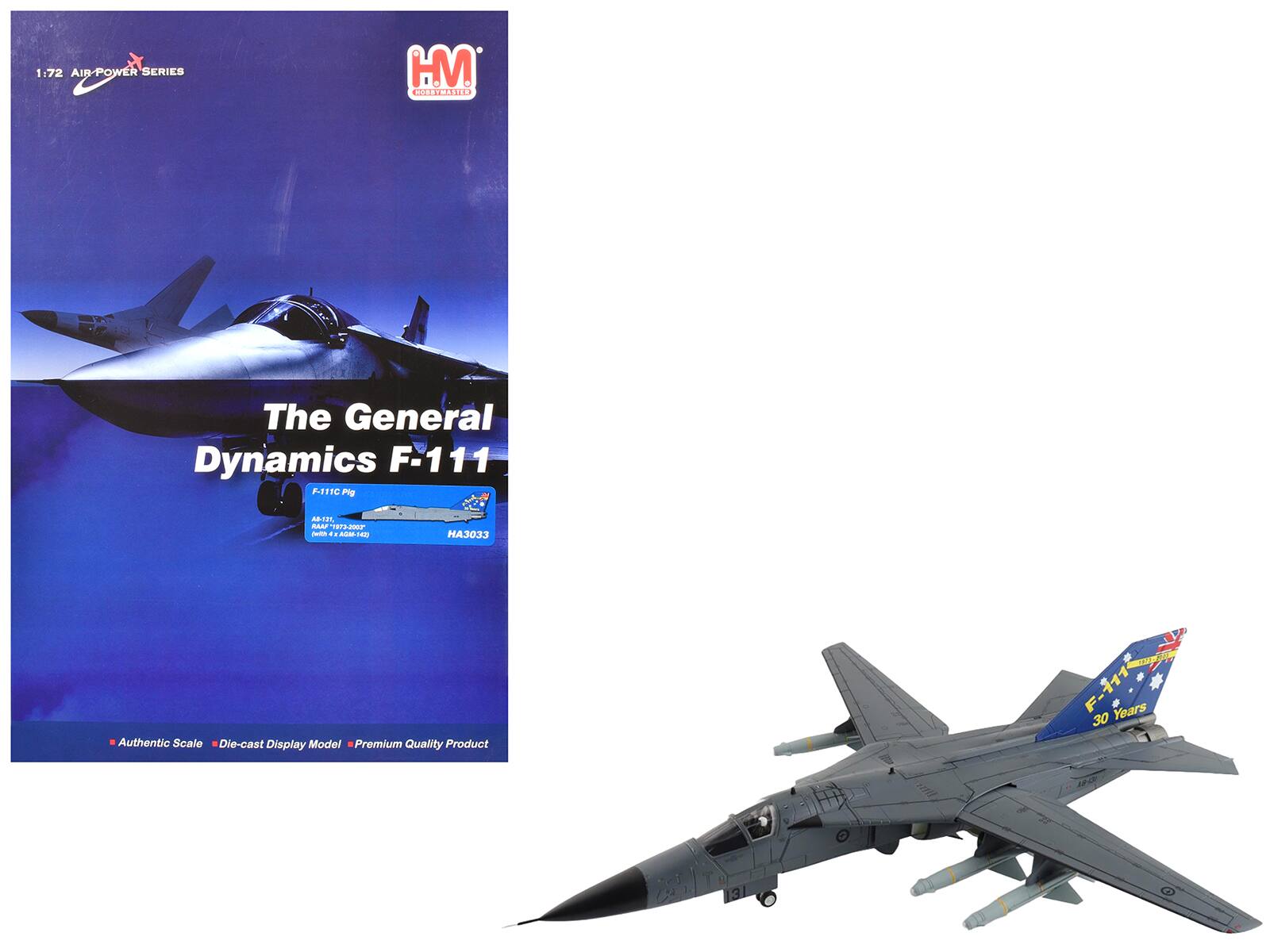 Hobby Master - General Dynamics F-111C Pig A8-131 F-111 Operations 30th Anniversary 2003 Royal Australian Air Force Air Power 1/72 - Grey, Blue, Black