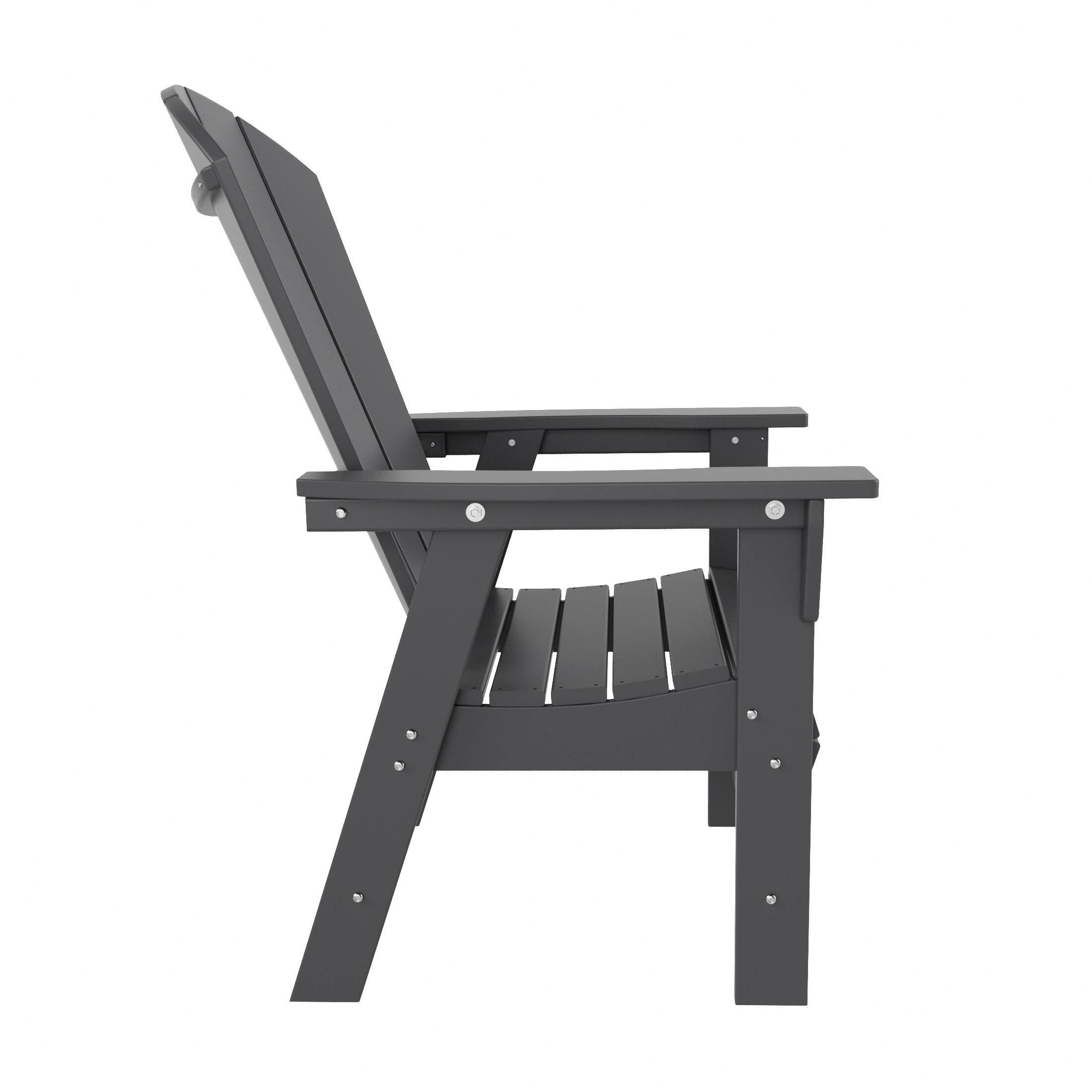 Alt View 1. WestinTrends - WestinTrends Malibu Outdoor Patio HDPE Plastic Adirondack Dining Chair - Gray.
