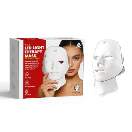 AA .. I I S : 7-in-1 LED LIGHT THERAPY MASK for Face & Neck Advanced 7-Color LED light therapy designed to support smoother, more radiant-looking skin on the face and neck Anti-Aging D PURSONIC Skin Rejuvenation 7 Acne Care 7-Color LED Light