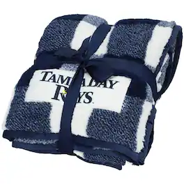 Logo Brands - Tampa Bay Rays 50'' x 60'' Buffalo Check Frosty Fleece Blanket - Multicolor