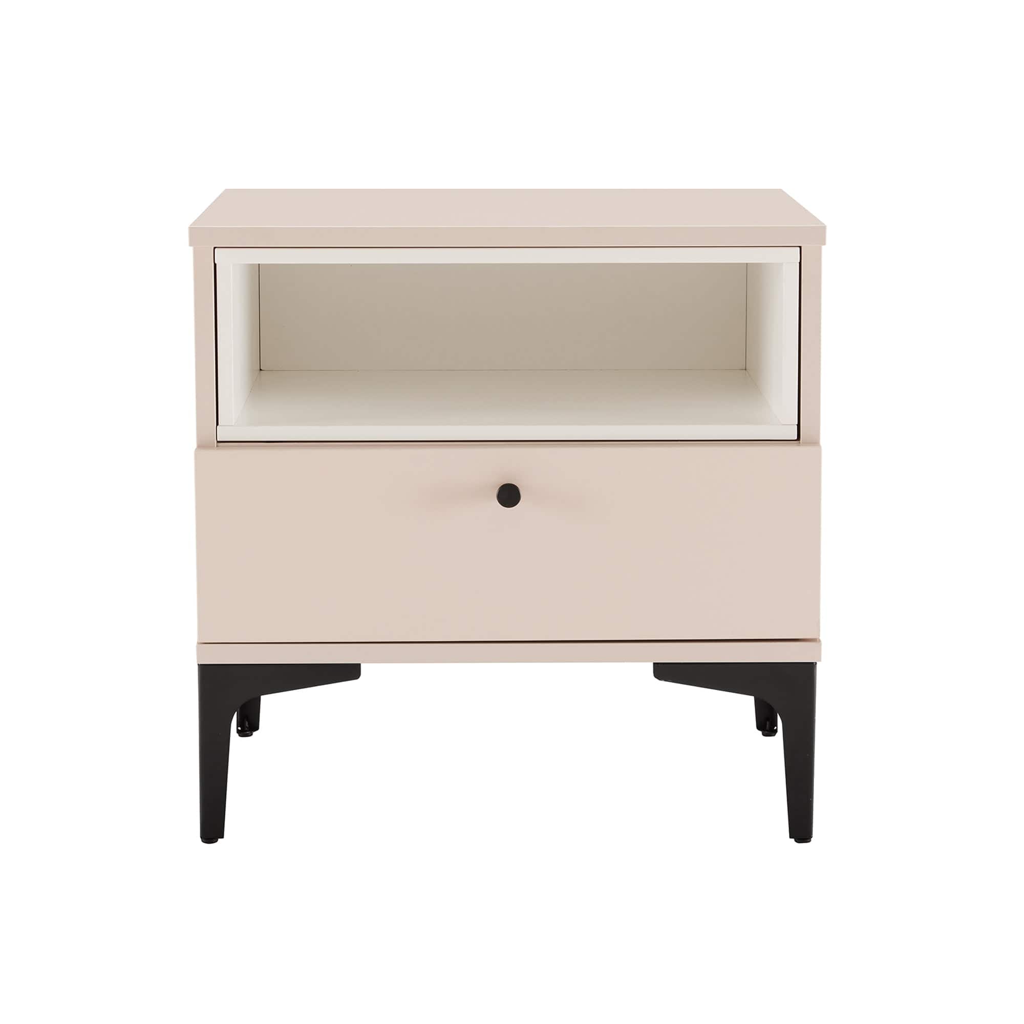 Manhattan Comfort - Amara Modern 20" Nightstand - Pale Rose and White