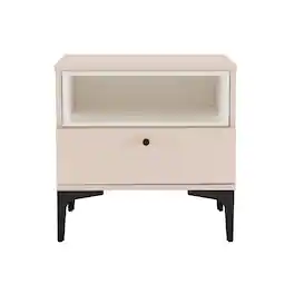Manhattan Comfort - Amara Modern 20" Nightstand - Pale Rose and White