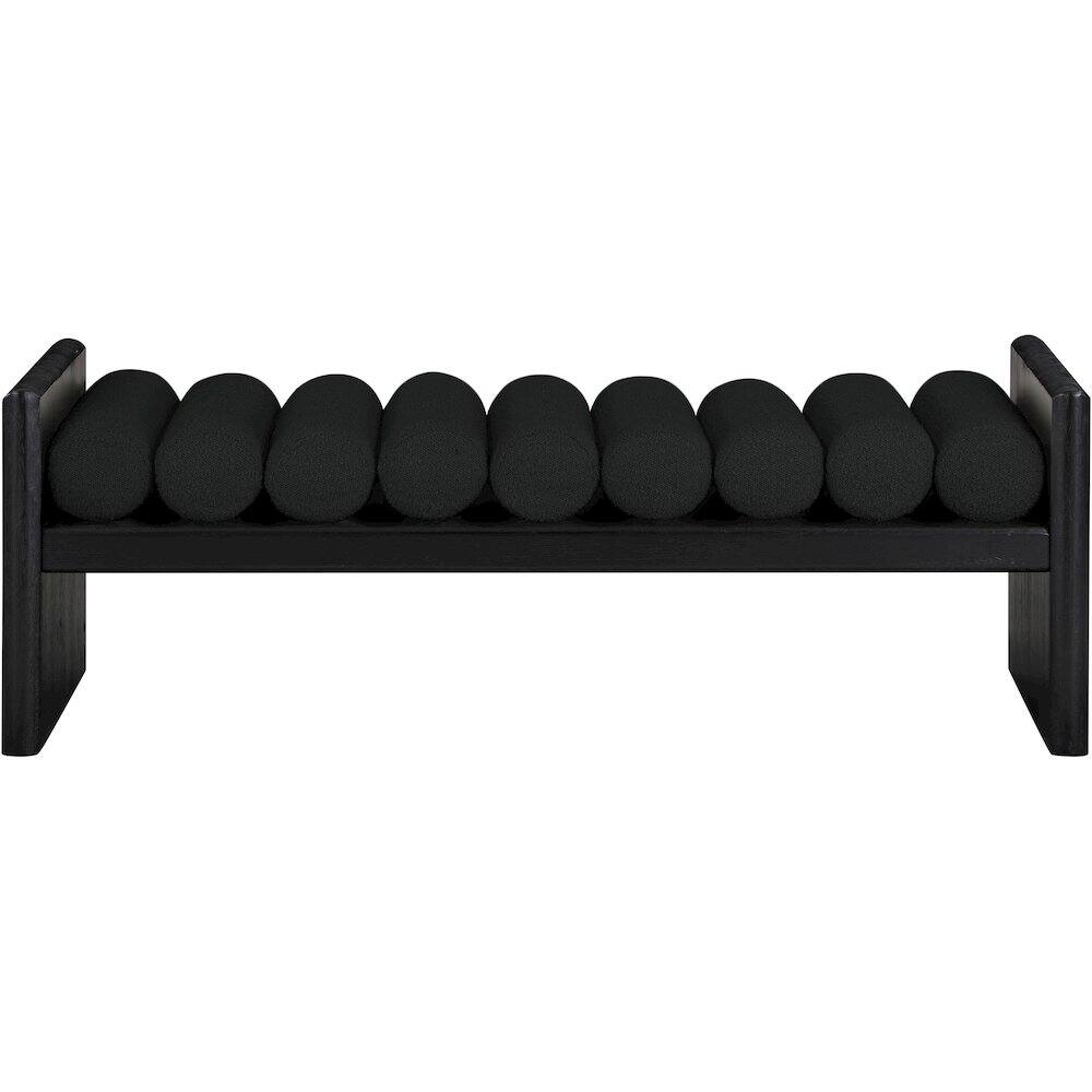 Alt View 2. Meridian Furniture - Waverly Black Boucle Fabric Bench - Black.