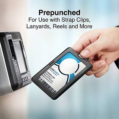 Prepunched  
For Use with Strap Clips, Lanyards, Reels and More
