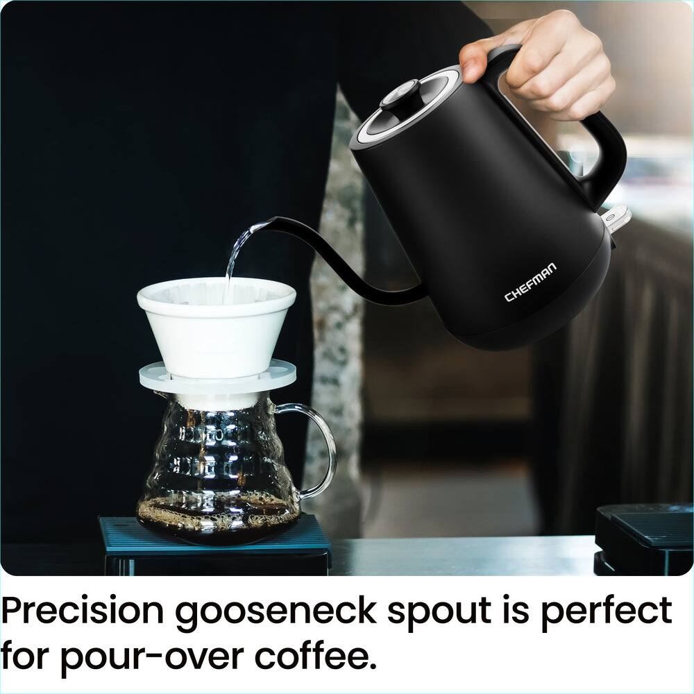 CHEFMAN Precision gooseneck spout is perfect for pour-over coffee.