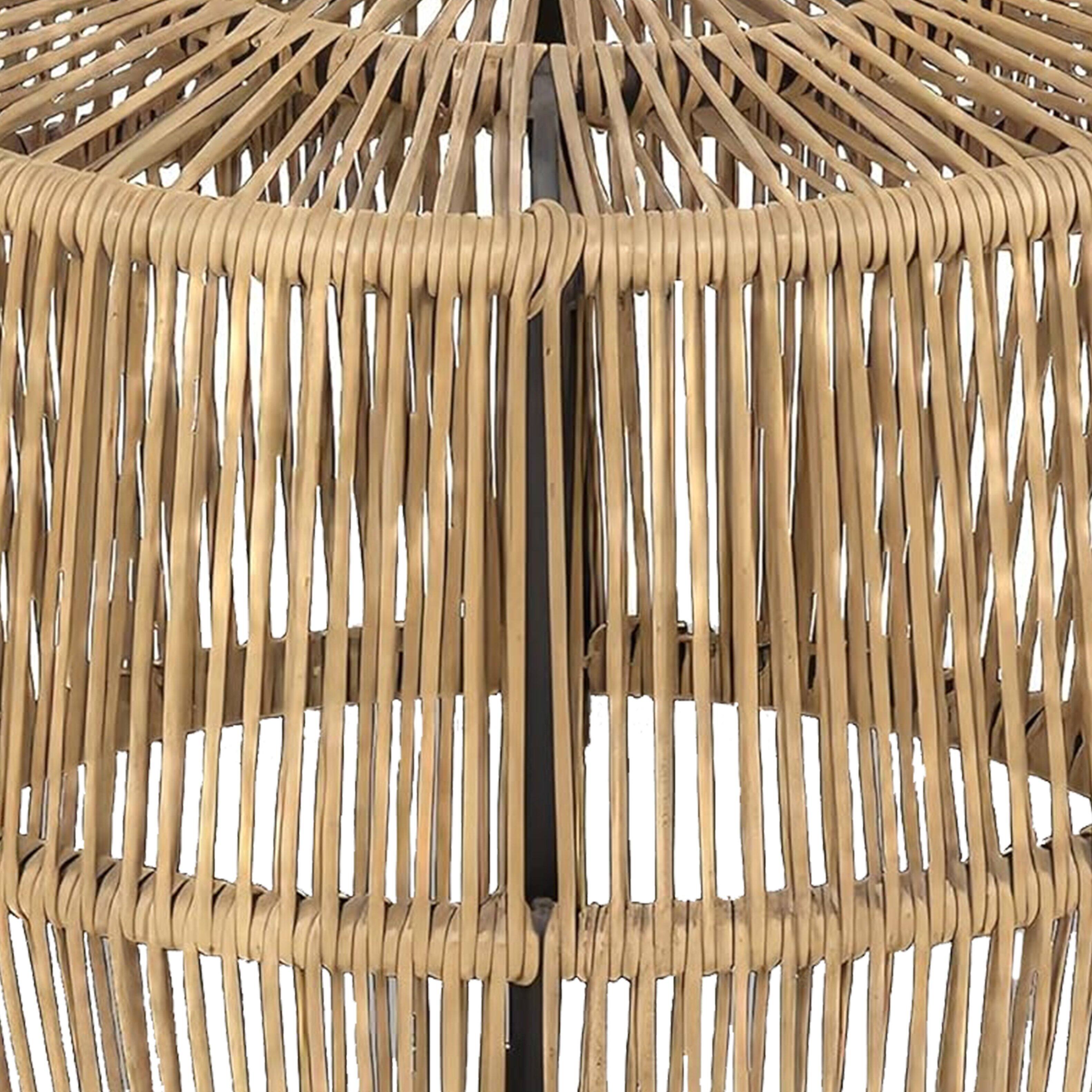 Alt View 2. Manhattan Lane - Zyan Outdoor Coffee Table, 22 Inch Natural Brown Rattan Wicker, Steel Frame - Natural Brown, Black.