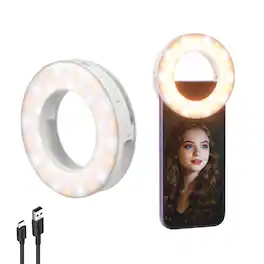 Neewer - Entry Level 3.74" Clip-On Selfie Ring Light for iPhone, 1W CRI80, 60 LEDs, N28