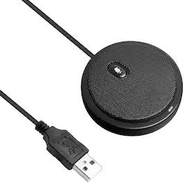 Cluzine - USB Wired Omnidirectional Conference Microphone, 360° Pickup, Plug & Play, for Meetings & Video Calls