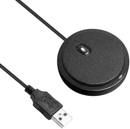 Front. Cluzine - USB Wired Omnidirectional Conference Microphone, 360° Pickup, Plug & Play, for Meetings & Video Calls.