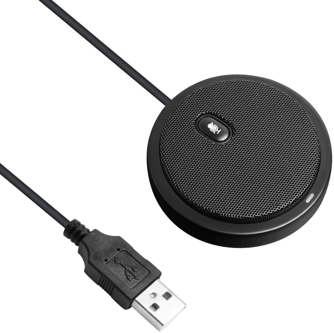 Front. Cluzine - USB Wired Omnidirectional Conference Microphone, 360° Pickup, Plug & Play, for Meetings & Video Calls.
