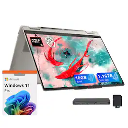 Lenovo - Yoga 7 14" Touch 2-in-1 Laptop,Ryzen AI 5 340,16GB RAM,1TB SSD+160GB Dock Set,Backlit Keyboard,Win11 Pro - Seashell