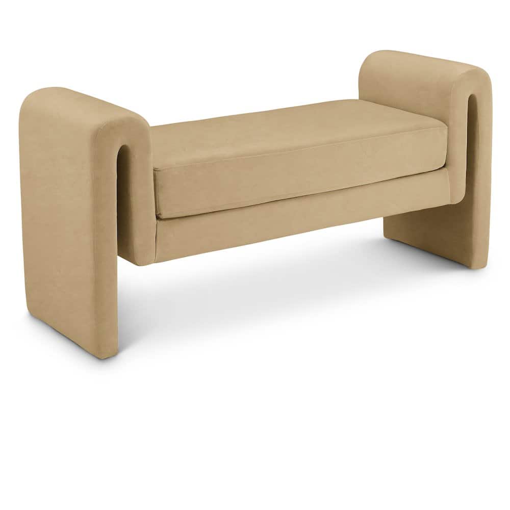 Meridian Furniture - Sloan Camel Velvet Bench - Beige