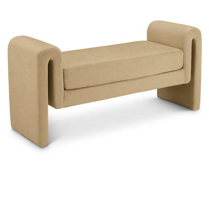 Front. Meridian Furniture - Sloan Camel Velvet Bench - Beige.