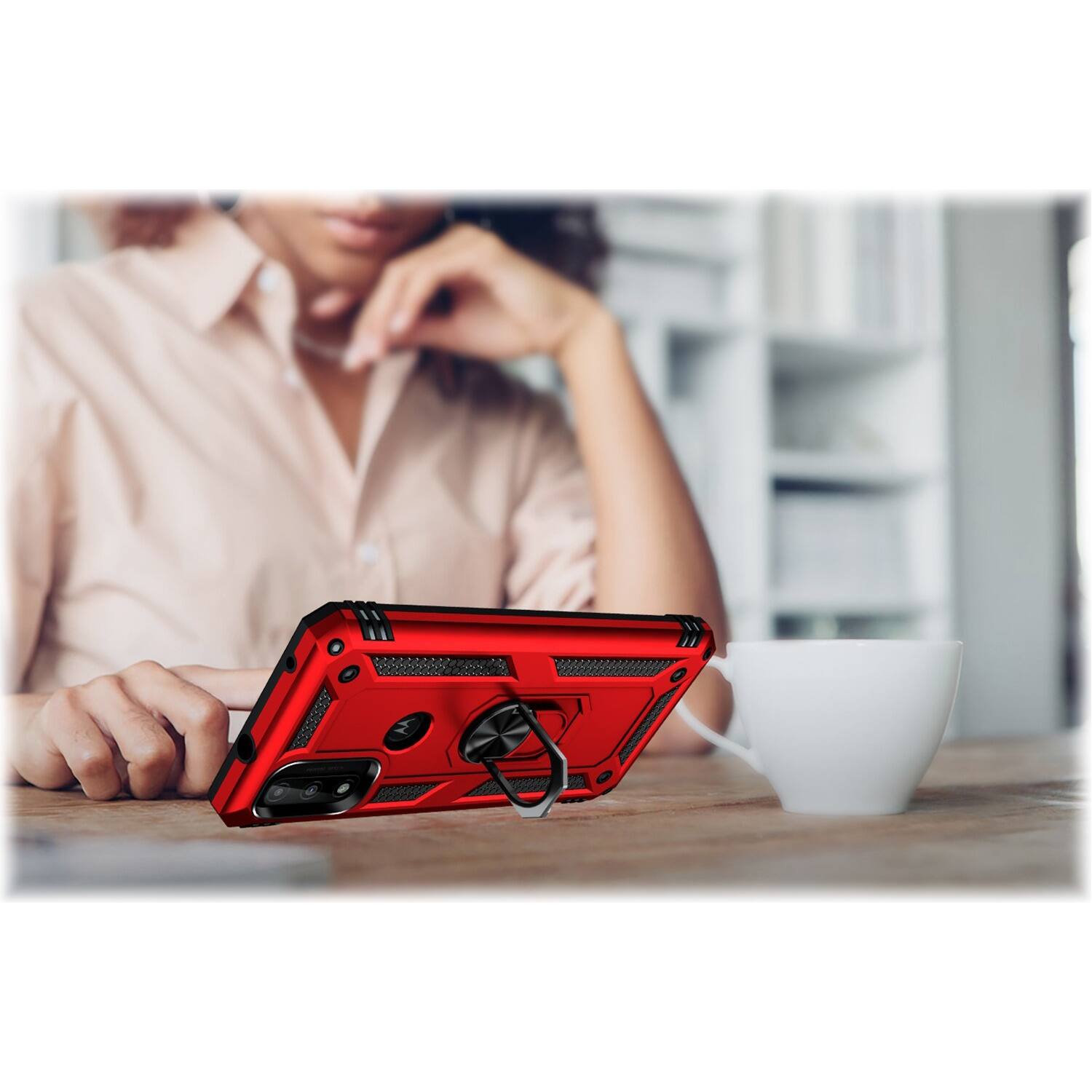 Alt View 13. SaharaCase - Military Kickstand Series Case for Motorola Moto G Pure, G Power 2022, and G Play 2023 - Red.