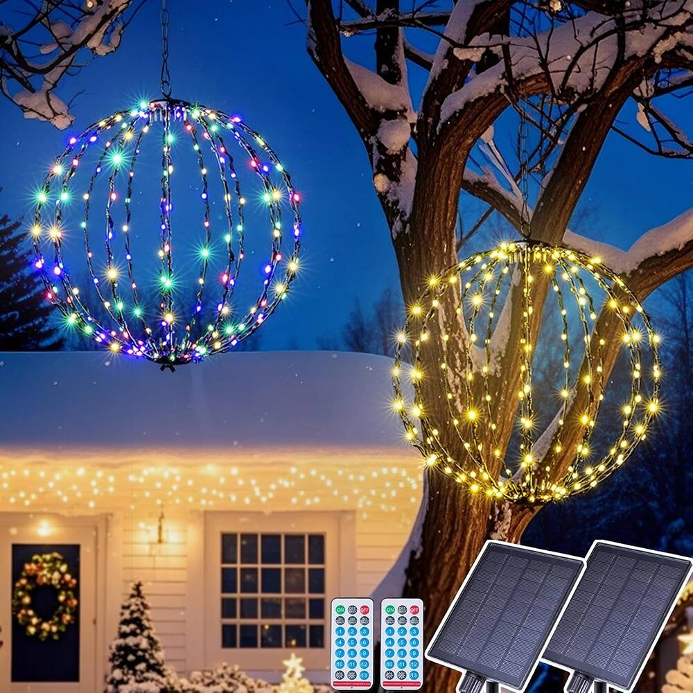 Front. RTMB - 2-Pack 13" Solar LED Christmas Light Balls, Waterproof, Outdoor Décor - multicolor.