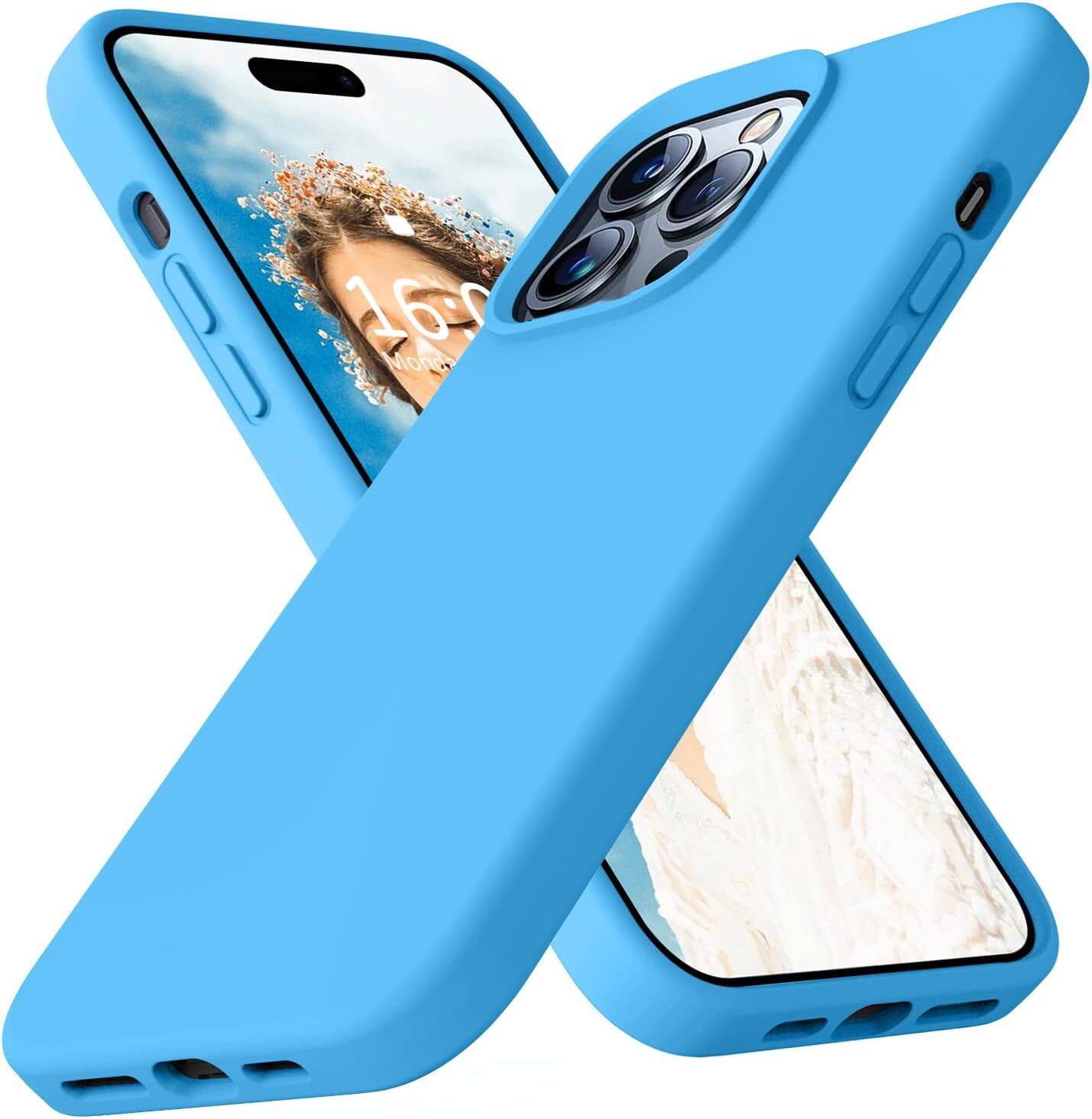 Front. Entronix - Entronix Liquid Silicone Case for iPhone 15 Pro - Durable and Stylish Protection - Aqua Blue.