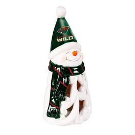 Evergreen Enterprises - Minnesota Wild LED 8" Snowman Lit Garden Statue - Blue