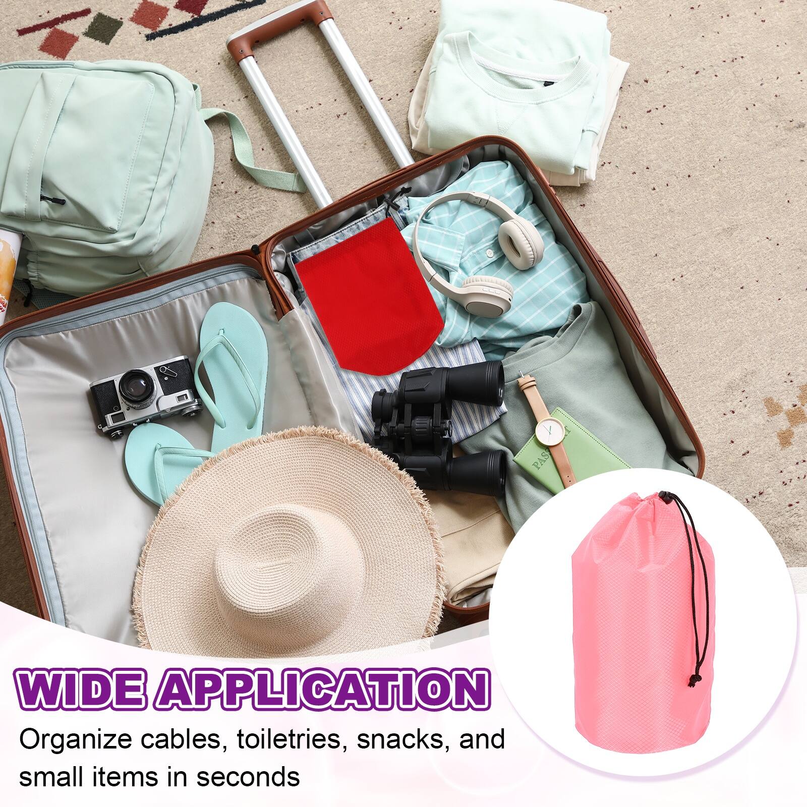 WIDE APPLICATION  
Organize cables, toiletries, snacks, and small items in seconds