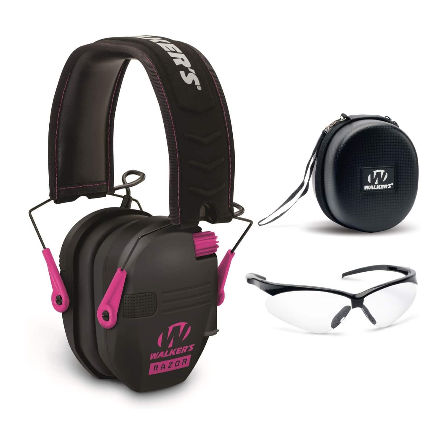 Walkers - Walker’s Razor Slim Electronic Muff (Black/ Pink) with Case and Shooting Glasses - Black/Pink price history on PriceWatchPro